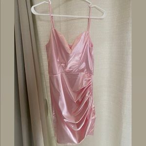 Lucy in the Sky Pink Satin Mini Dress